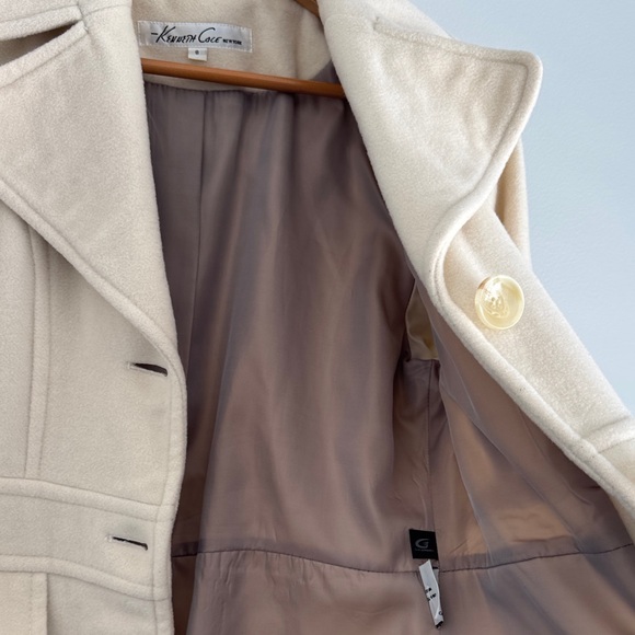 Kenneth Cole Cream Pea Coat with Button Accents Size 8 - Picture 7 of 8